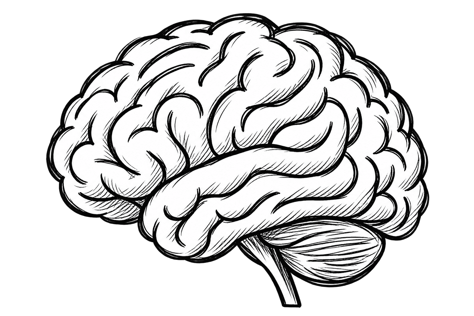 Hand-drawn sketch of a human brain